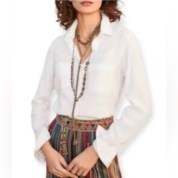 Peruvian Connection 100% Linen Blouse Sz 2 - Picture 1 of 6